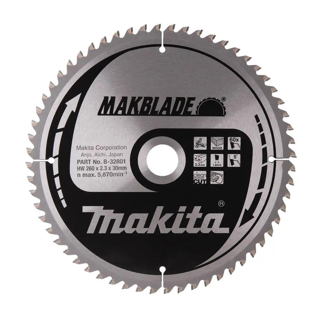 B-32801 Makita Makblade 260mm pyörösahanterä puulle