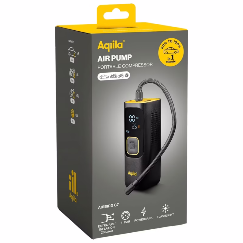 Aqiila Airbird C7 – Akkukäyttöinen rengaskompressori