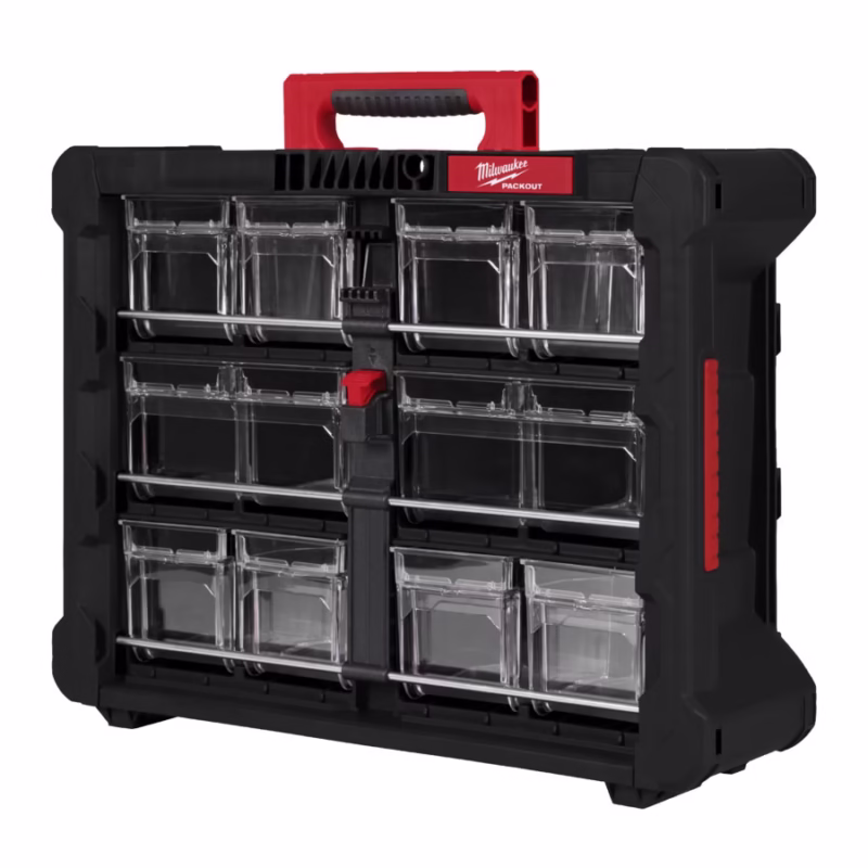 Milwaukee Packout™ -lokerikko kallistuvilla rasioilla