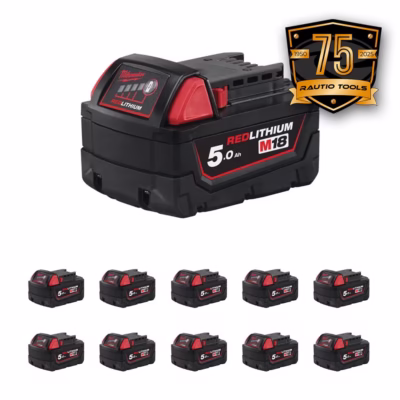 10kpl setti Milwaukee M18 B5 18V 5,0 Ah Li-ion akku